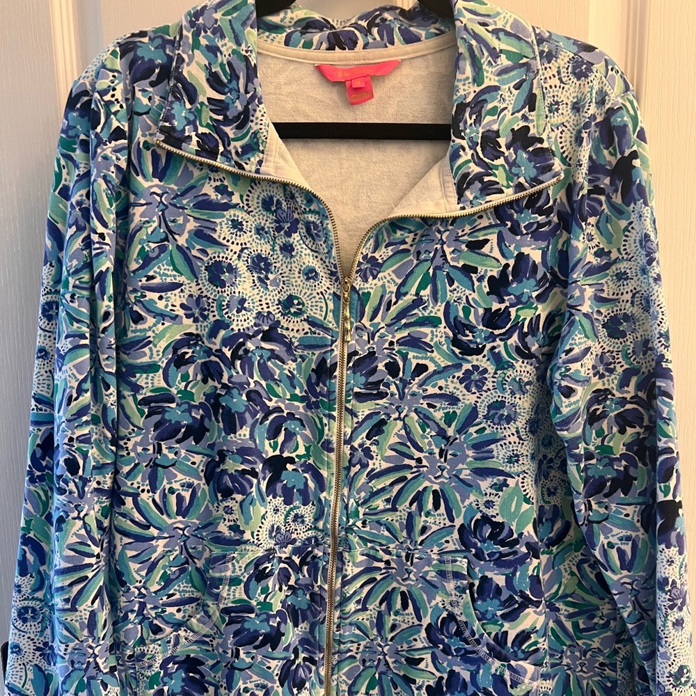 Lily Pulitzer XL Floral Zip-Up Jacket in flat French Terry